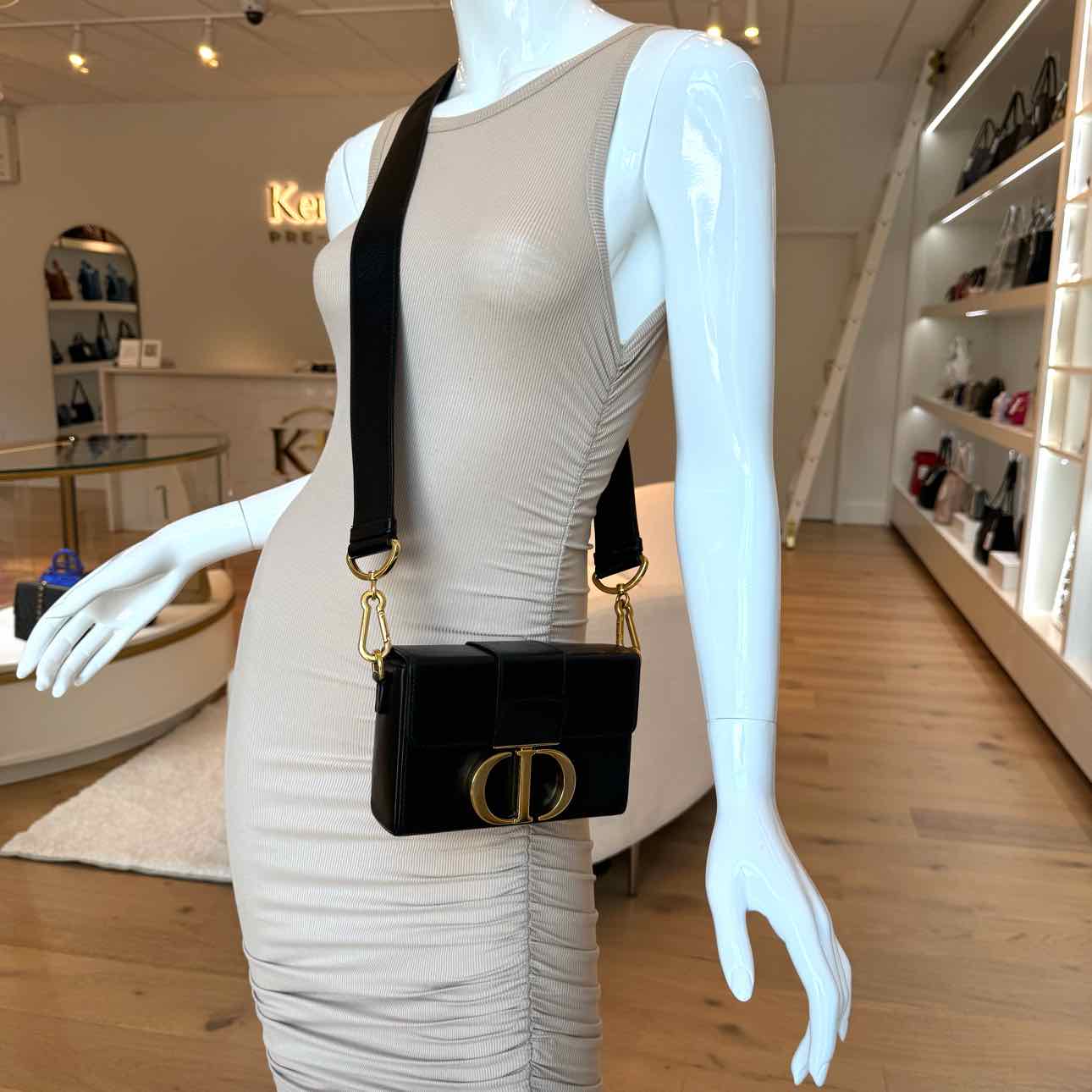 DIOR Box Calfskin Micro 30 Montaigne Flap Bag Black (Pre-Owned)