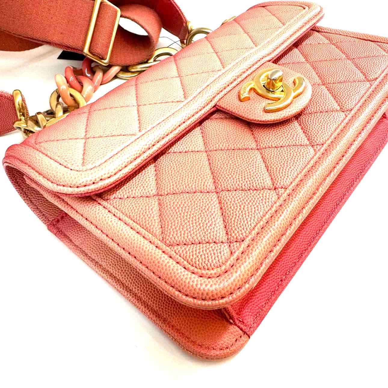 CHANEL Caviar Quilted Sunset On The Sea Medium Flap Bag Peach (Pre-Owned)