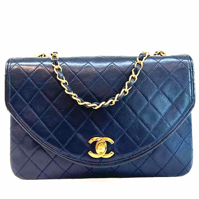 CHANEL Matelasse Chain Navy Flap 24k Plated