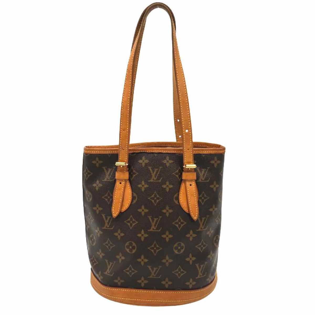 LOUIS VUITTON Monogram Canvas PM Bucket Bag Brown