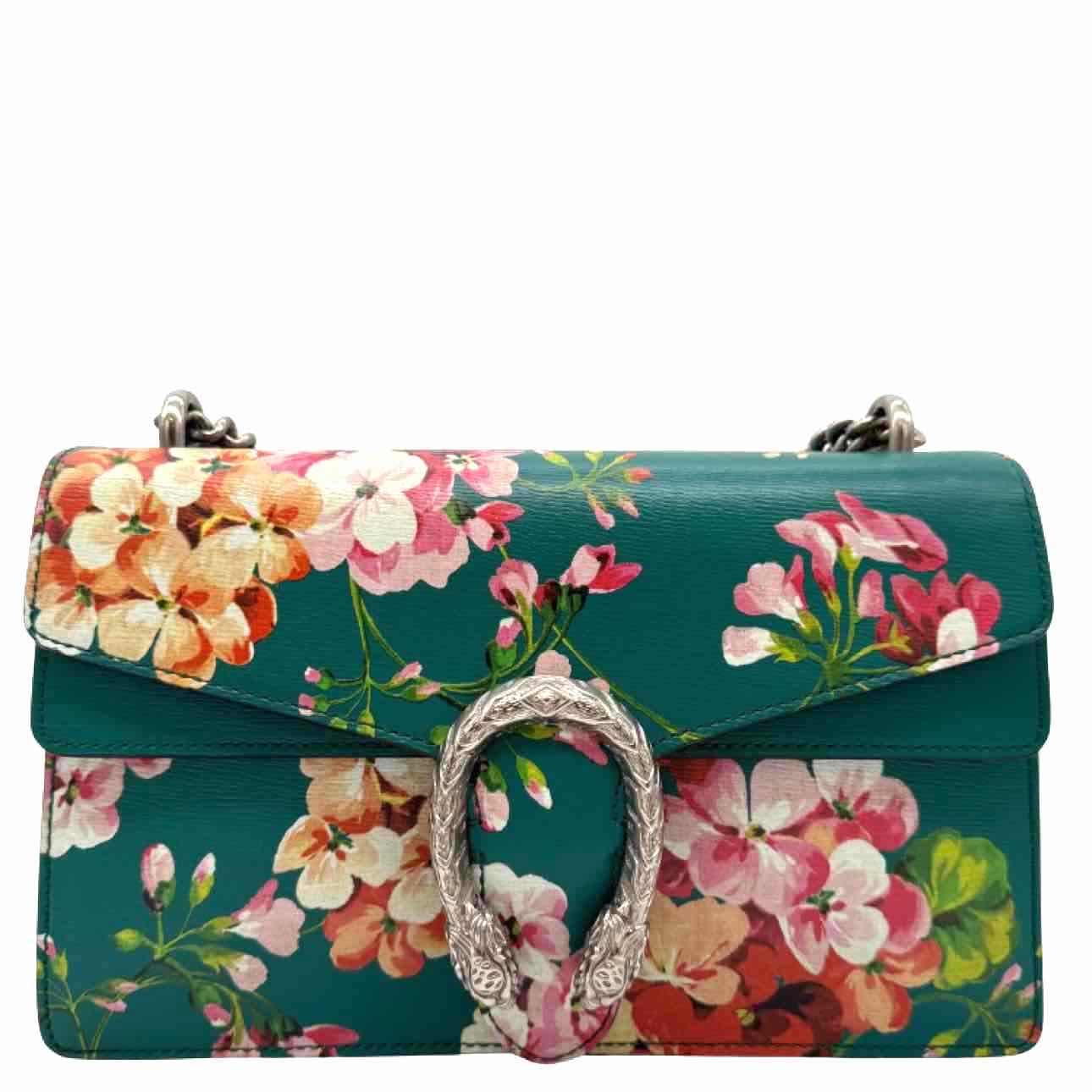 GUCCI Calfskin Leather Medium Dionysus Blooms Print Shoulder Bag