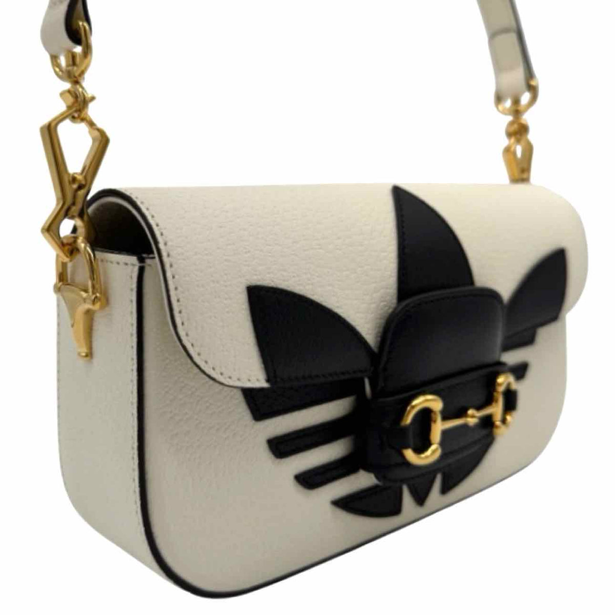 GUCCI Leather GG X Adidas Small Horsebit 1955 Shoulder Bag White