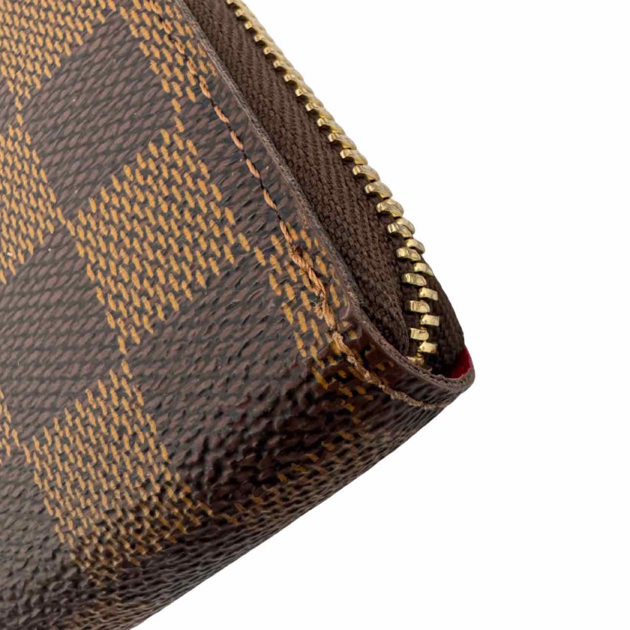 LOUIS VUITTON Damier Ebene Clemence Zippy Brown Wallet