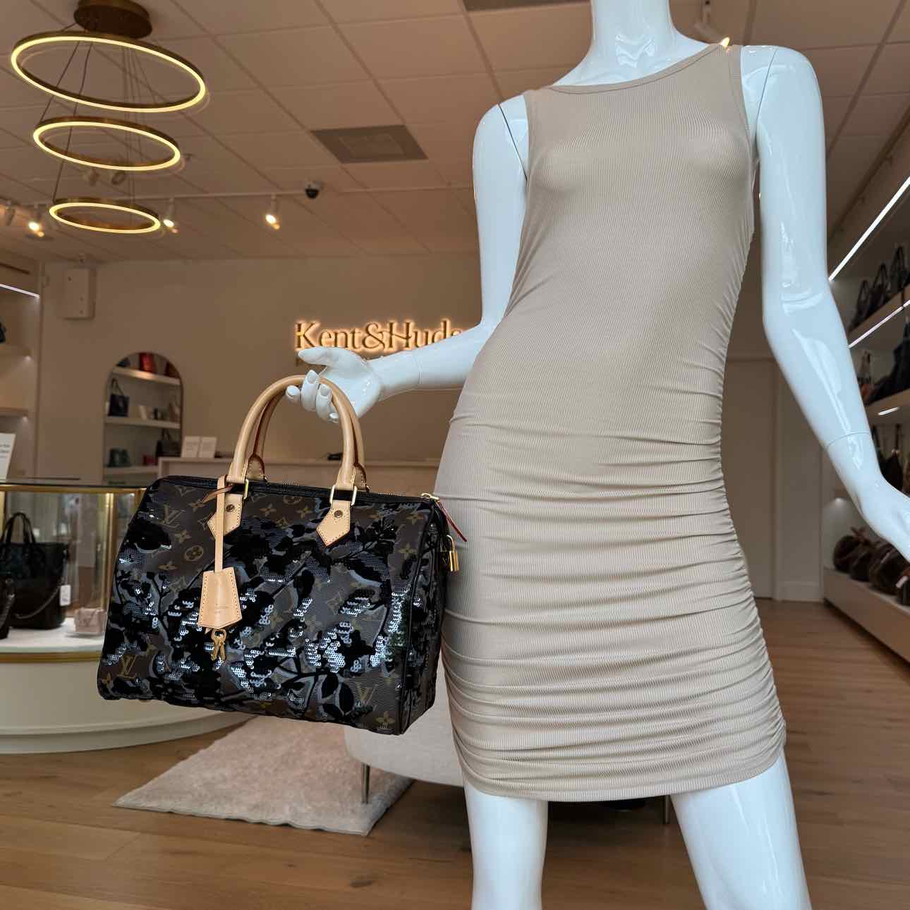 LOUIS VUITTON Monogram Speedy 30 Fleur De Jais Handbag