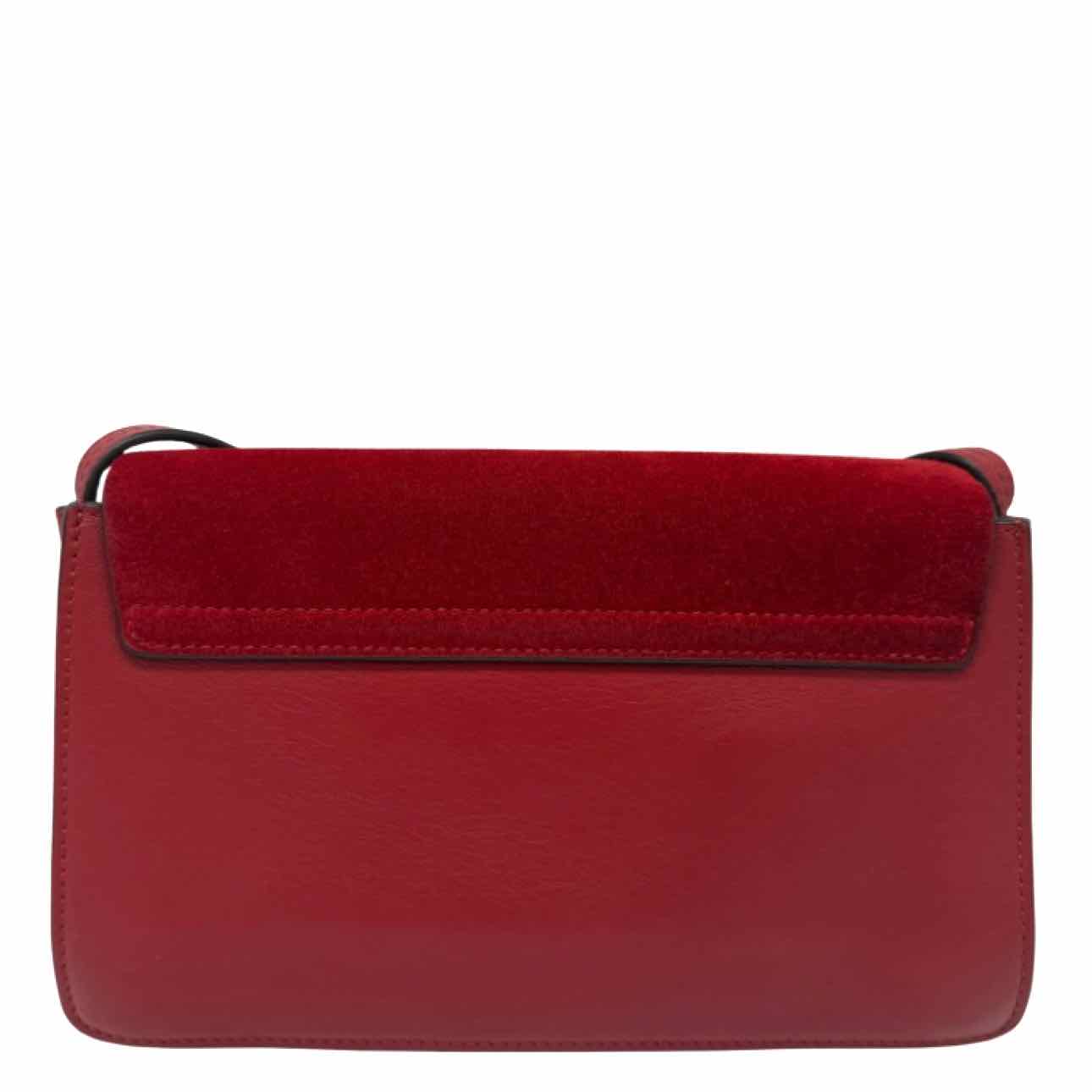 CHLOE Suede Calfskin Small Faye Crossbody Red