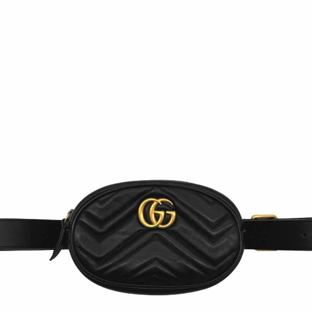 GUCCI Marmont Matelasse Leather Belt Bag 85-34 Black