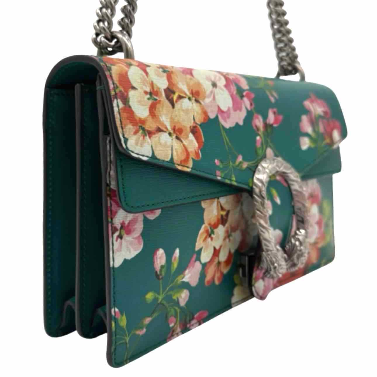 GUCCI Calfskin Leather Medium Dionysus Blooms Print Shoulder Bag