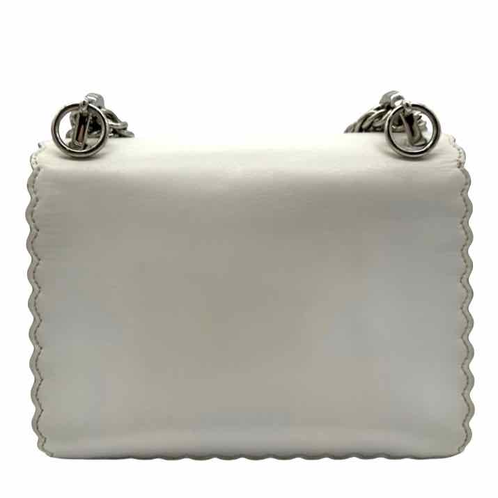 Fendi Vitello Liberty Scalloped Studded Kan Bag White ((Pre-Owned)