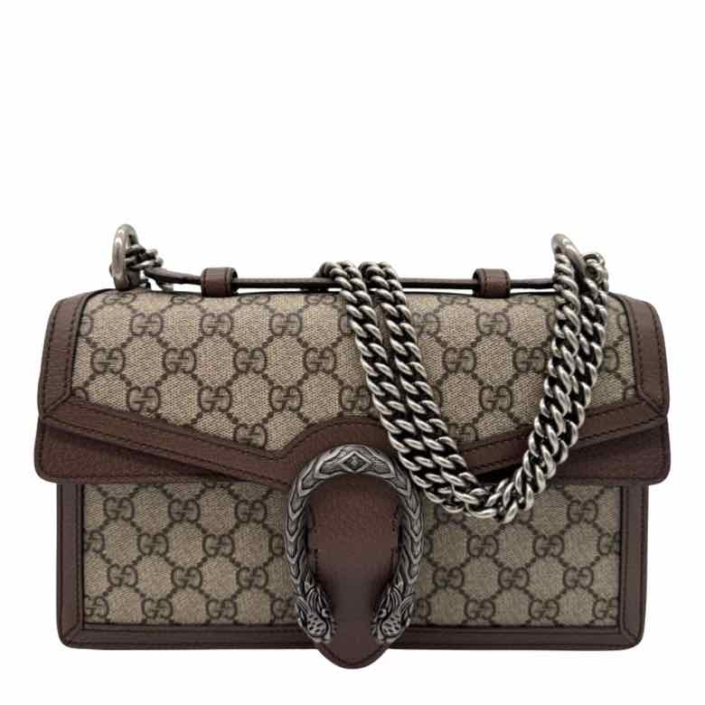 GUCCI Supreme Monogram Textured Dollar Top Handle Dionysus Bag Brown (Pre-Owned)