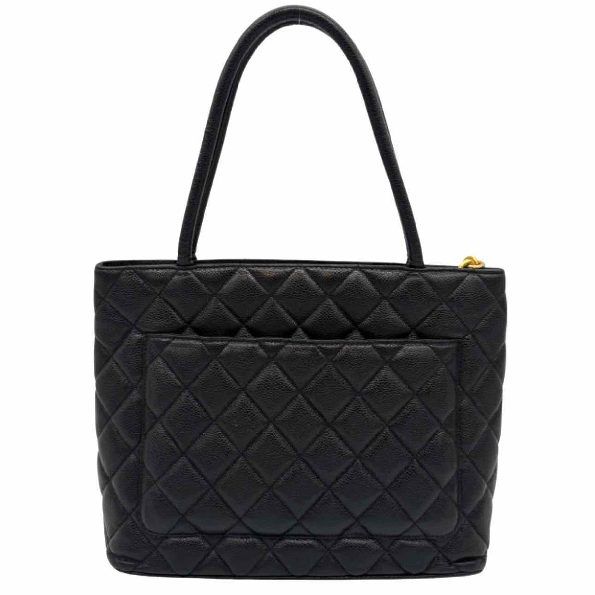 CHANEL Quilted Caviar Medallion Tote Bag Black