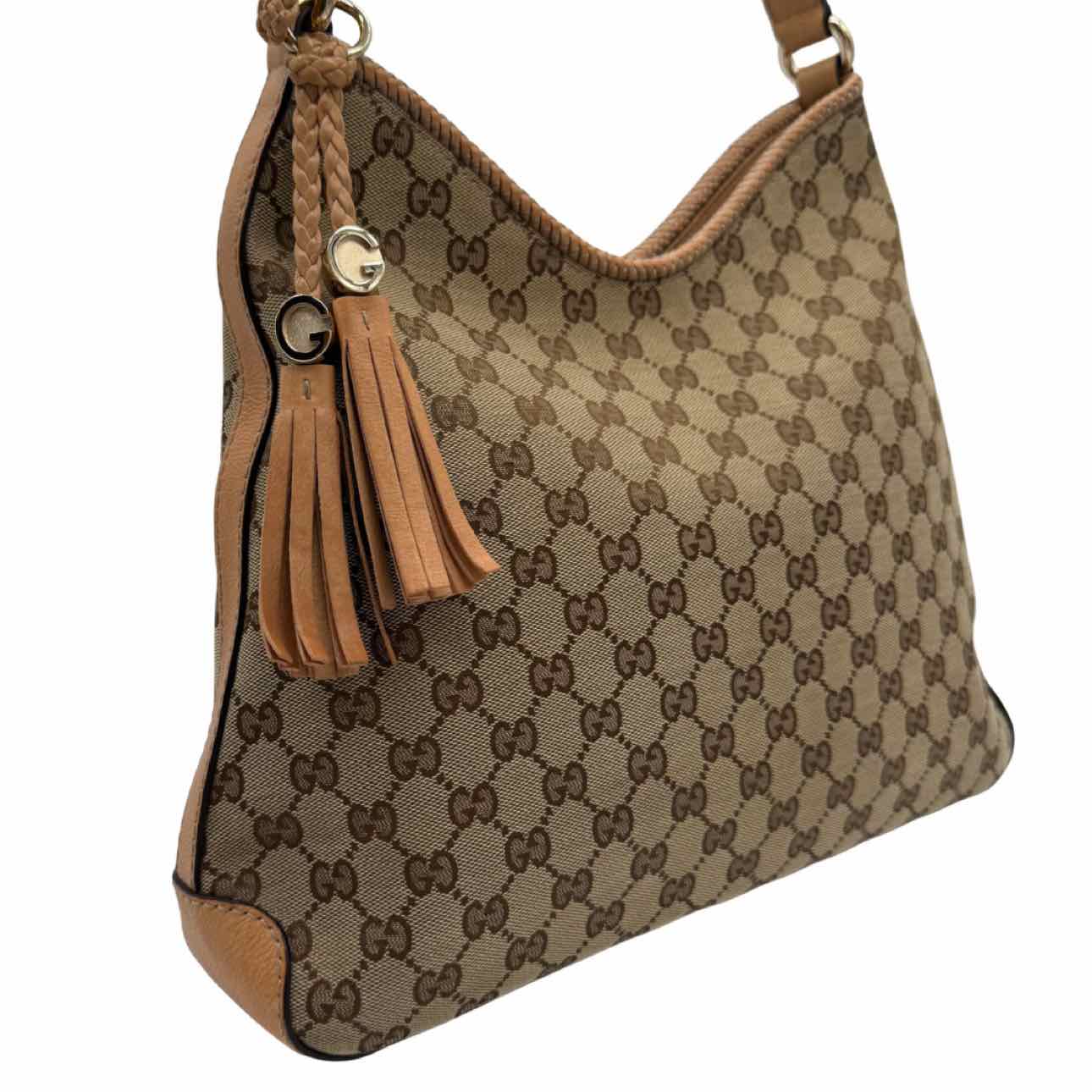 Gucci GG Monogram Marrakech Hobo Bag Brown