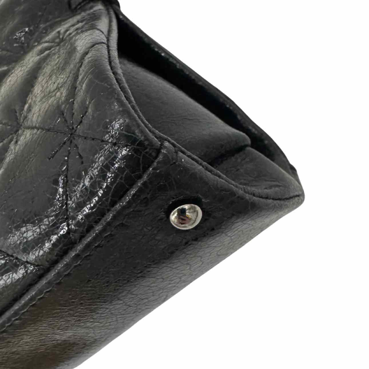CHANEL Patent Leather Diamond Shine 2.55 Reissue Shopping Tote Black