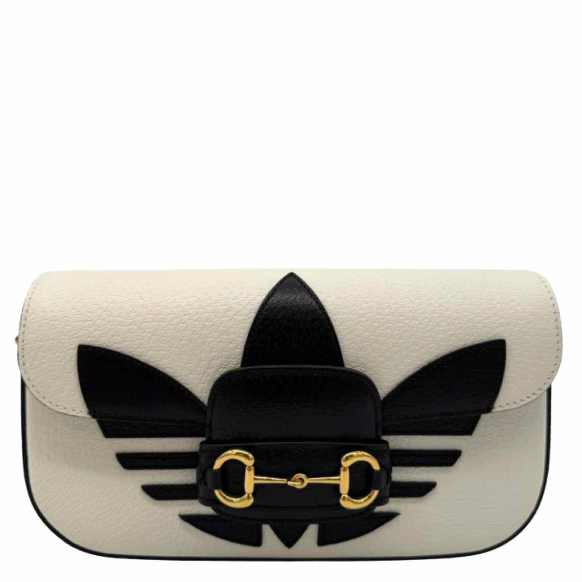 GUCCI Leather GG X Adidas Small Horsebit 1955 Shoulder Bag White