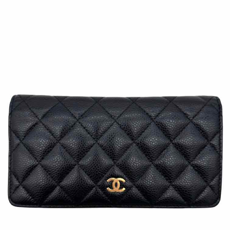 New Arrival - CHANEL Matellase Caviar Coco Mark Bi-Fold Wallet Black (Pre-Owned)