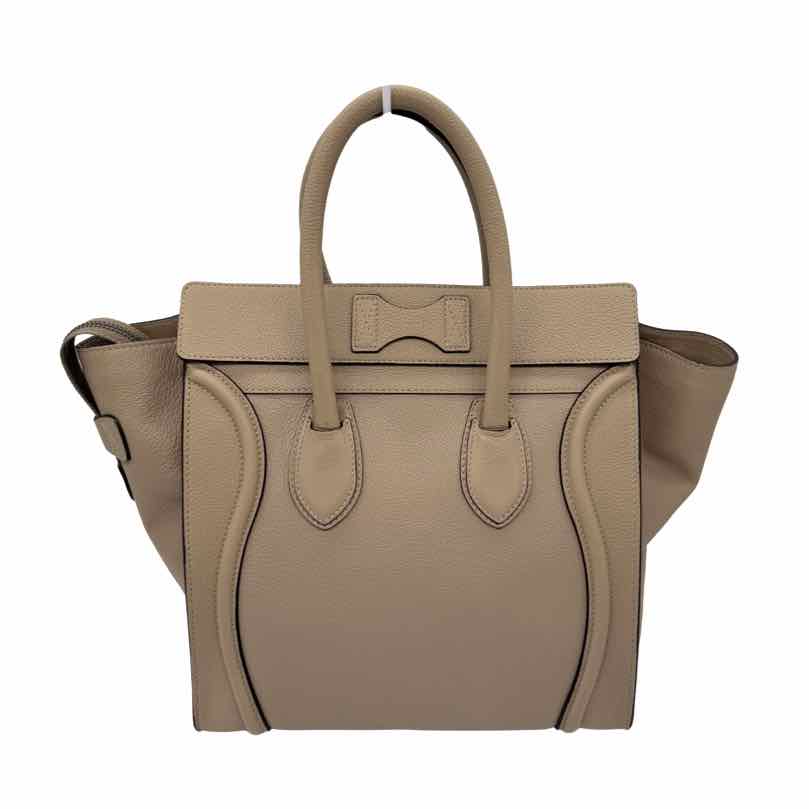 CELINE Drummed Calfskin Mini Luggage Handbag Beige (Pre-Owned)