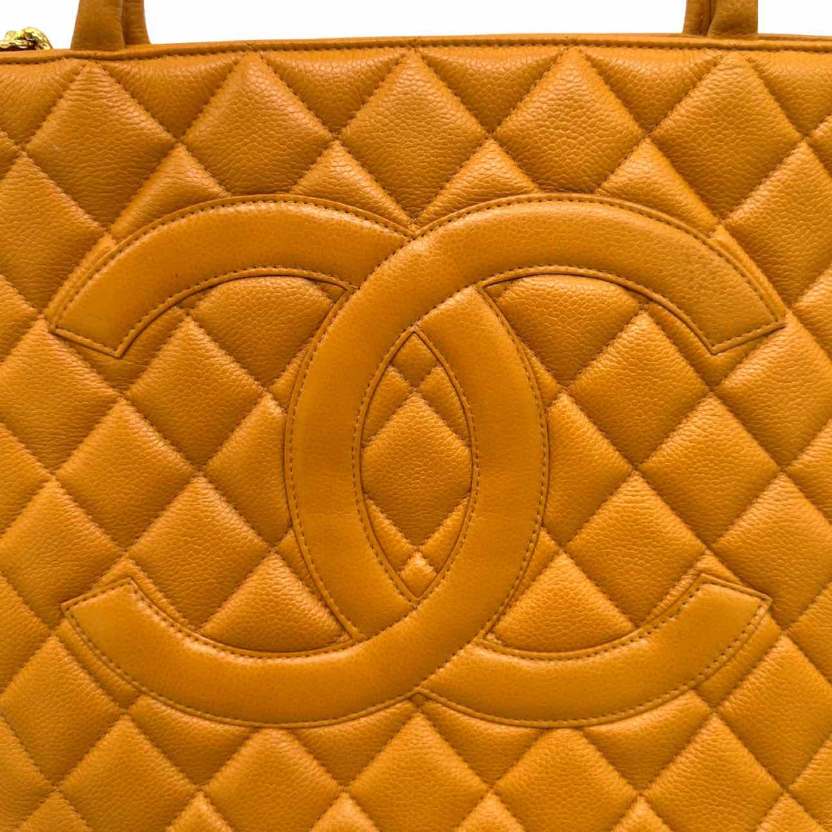 CHANEL Caviar Leather Medallion Tote Yellow