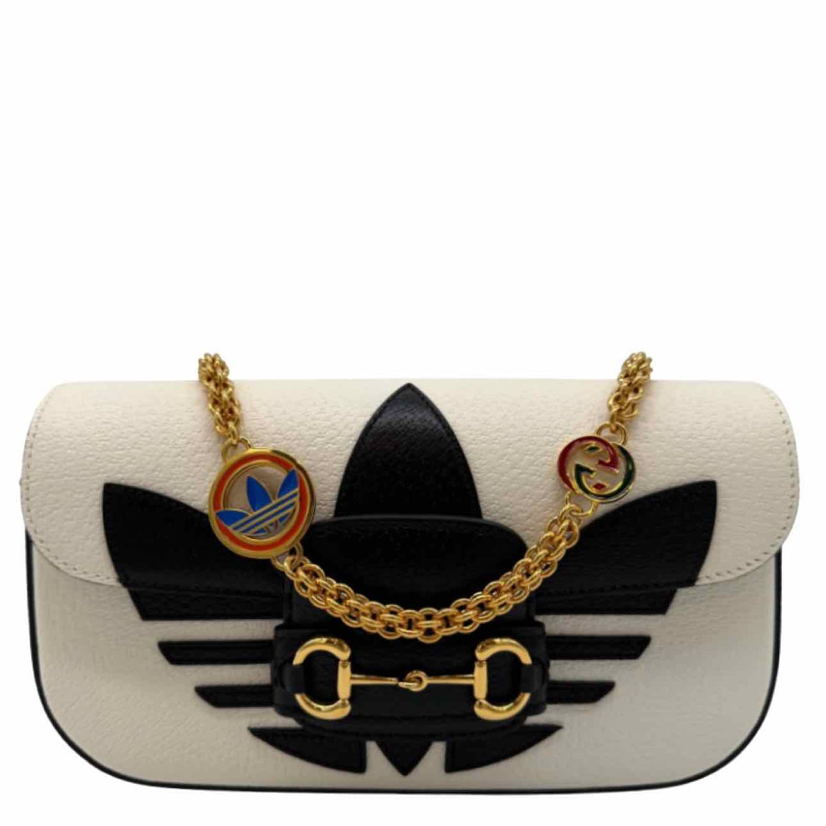 GUCCI Leather GG X Adidas Small Horsebit 1955 Shoulder Bag White