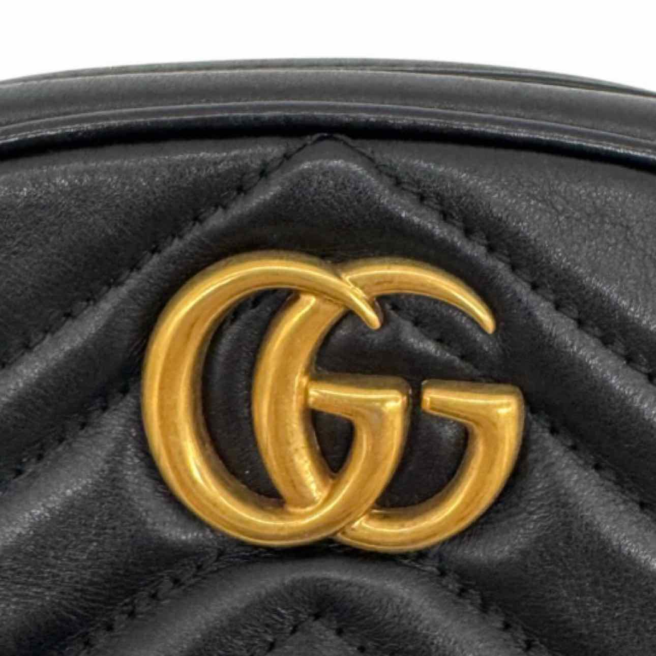 GUCCI Marmont Matelasse Leather Belt Bag 85-34 Black