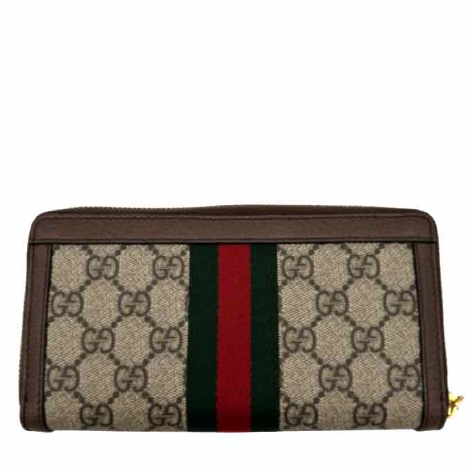 GUCCI GG Supreme Monogram Web Ophidia Wallet Brown (Pre-Owned)