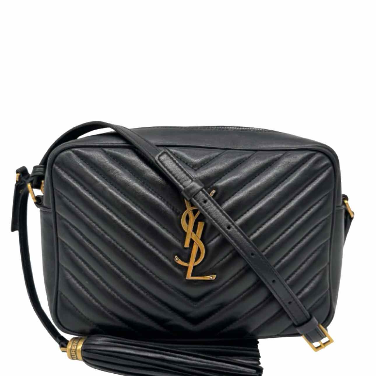 SAINT LAURENT Matelasse Chevron Medium Lou Camera Bag Black