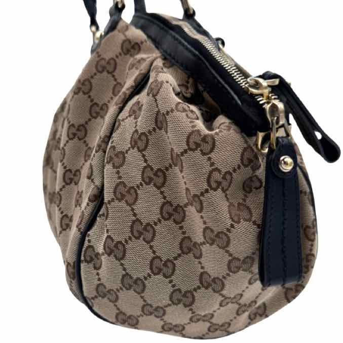 GUCCI Monogram Medium Sukey Boston Shoulder Bag Brown (Pre-Owned)