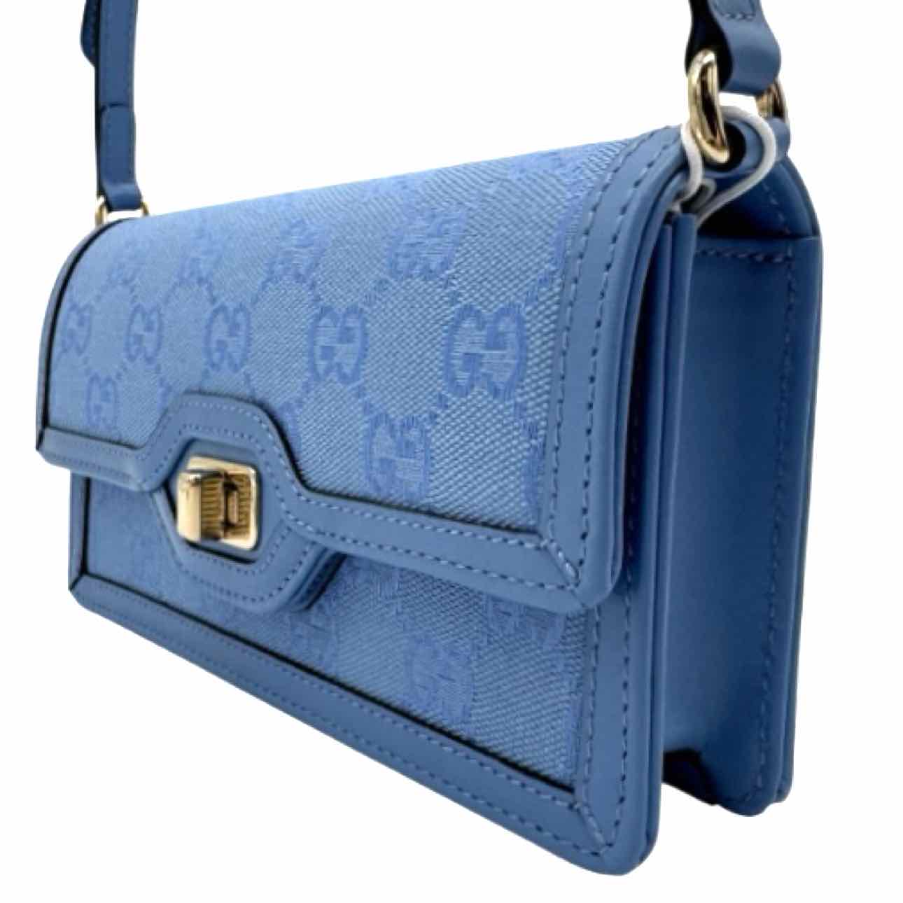 GUCCI GG Monogram Canvas Luce Mini Shoulder Bag Blue