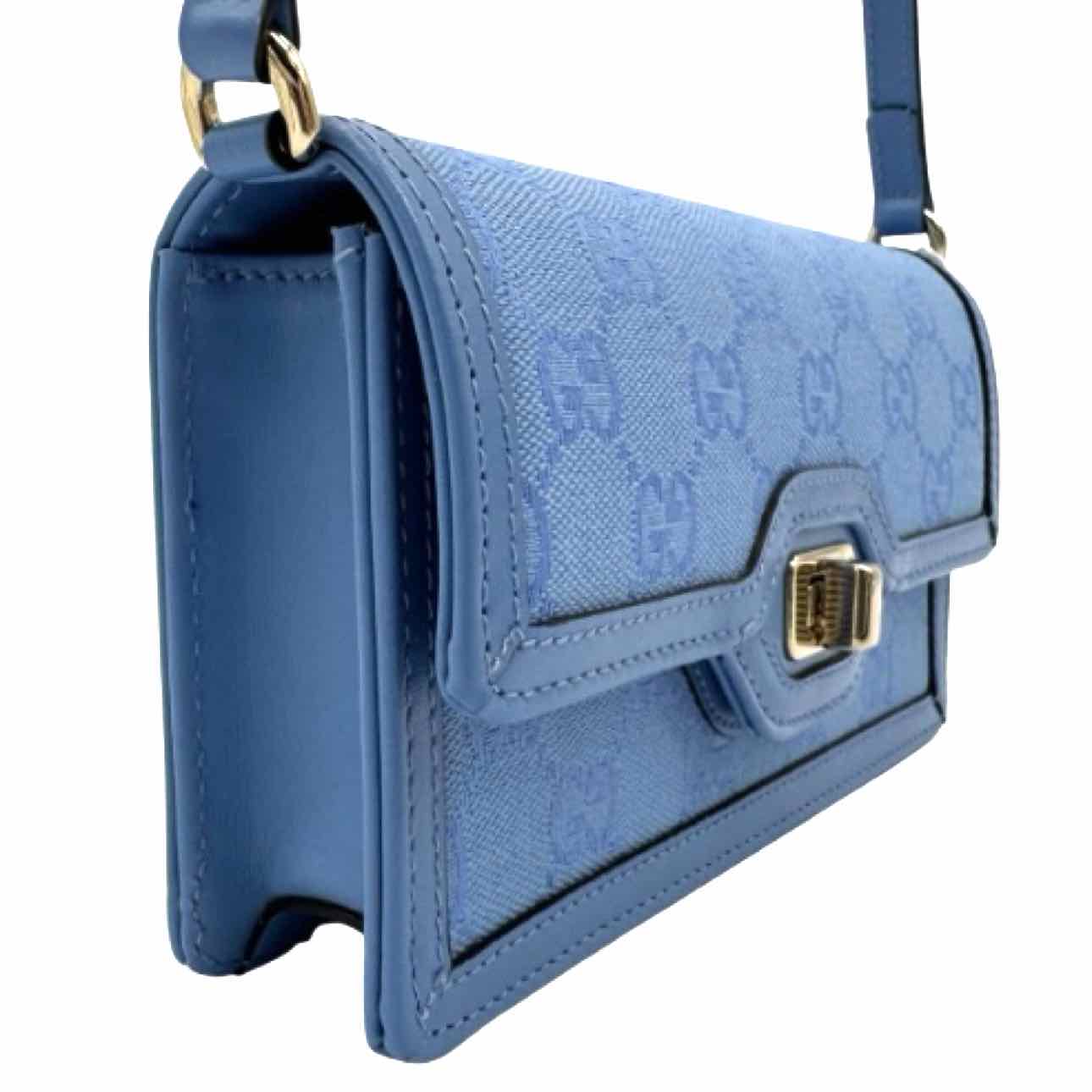 GUCCI GG Monogram Canvas Luce Mini Shoulder Bag Blue