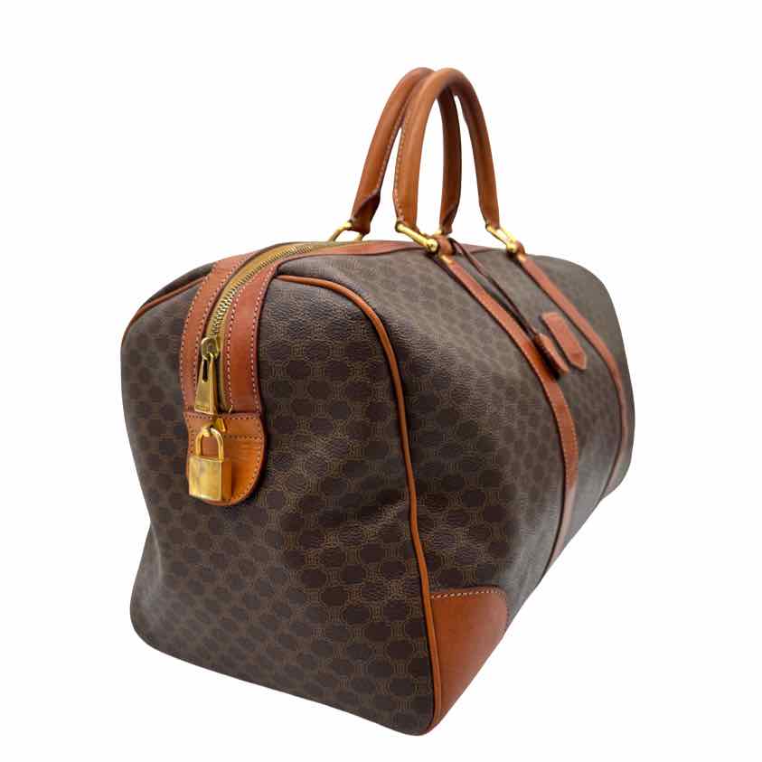 CELINE Canvas Macadam Boston Bag Brown