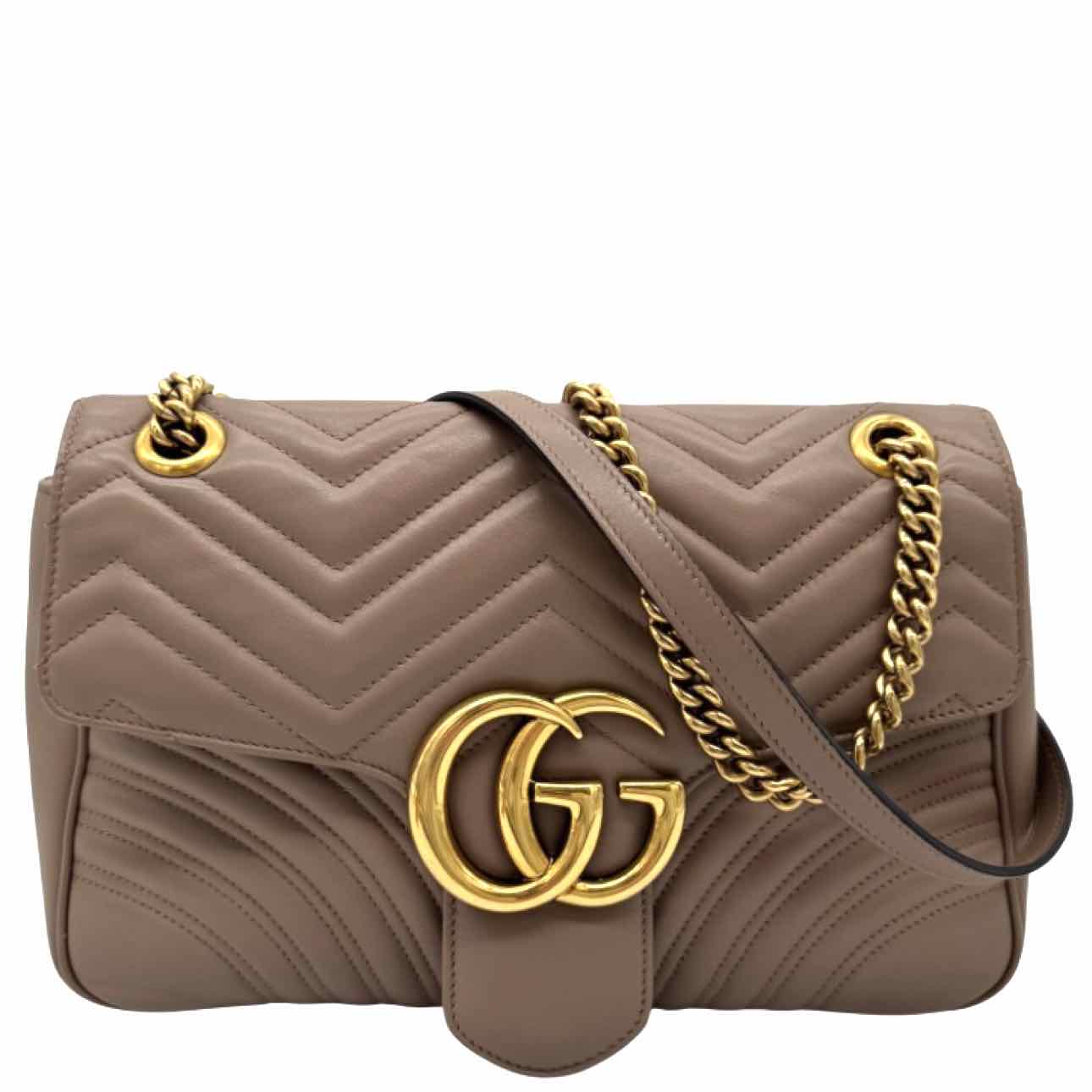 GUCCI Matelasse Medium GG Marmont Shoulder Bag Porcelain Rose