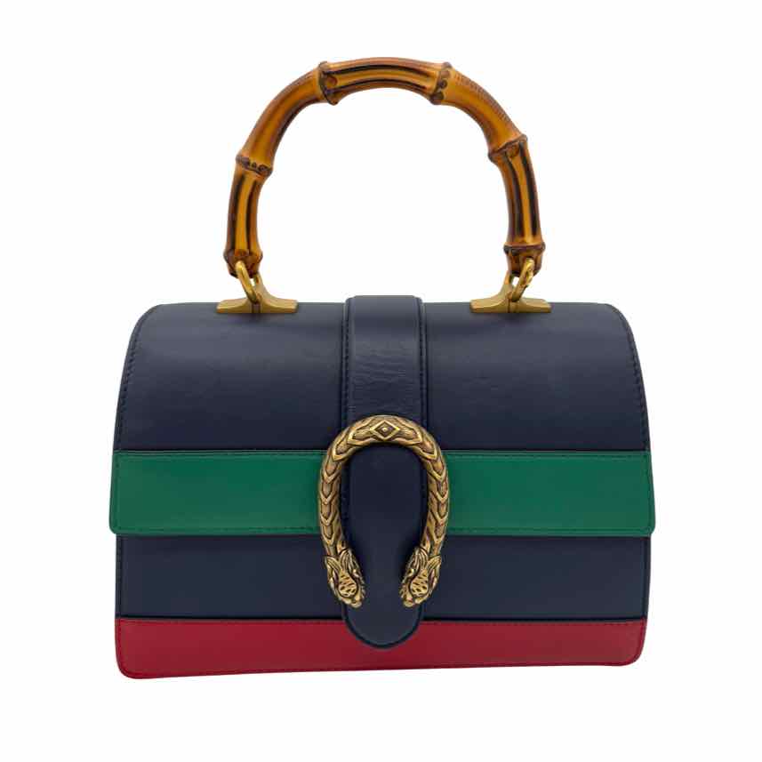 GUCCI Striped Dionysus Bamboo Handle Medium Handbag (Pre-Owned)