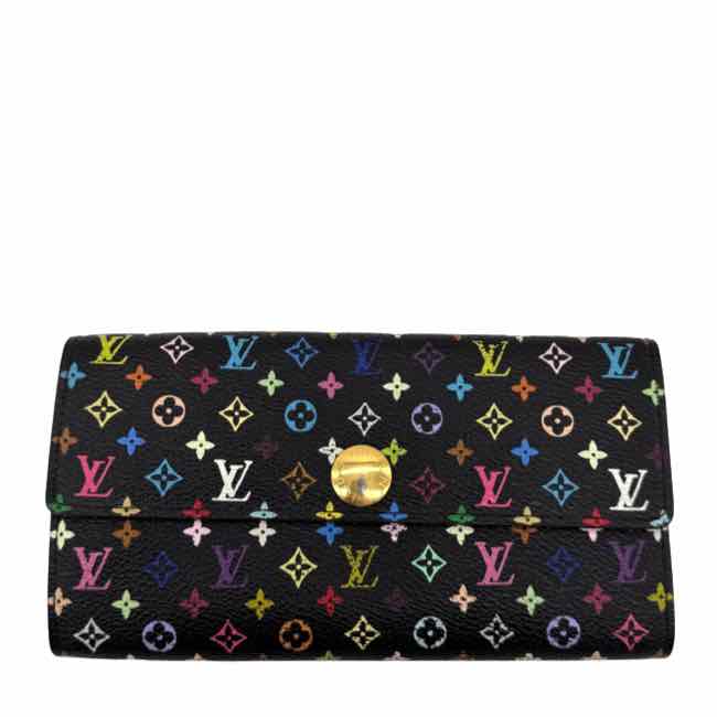 LOUIS VUITTON Monogram Multicolor Sarah Wallet Black (Pre-Owned)