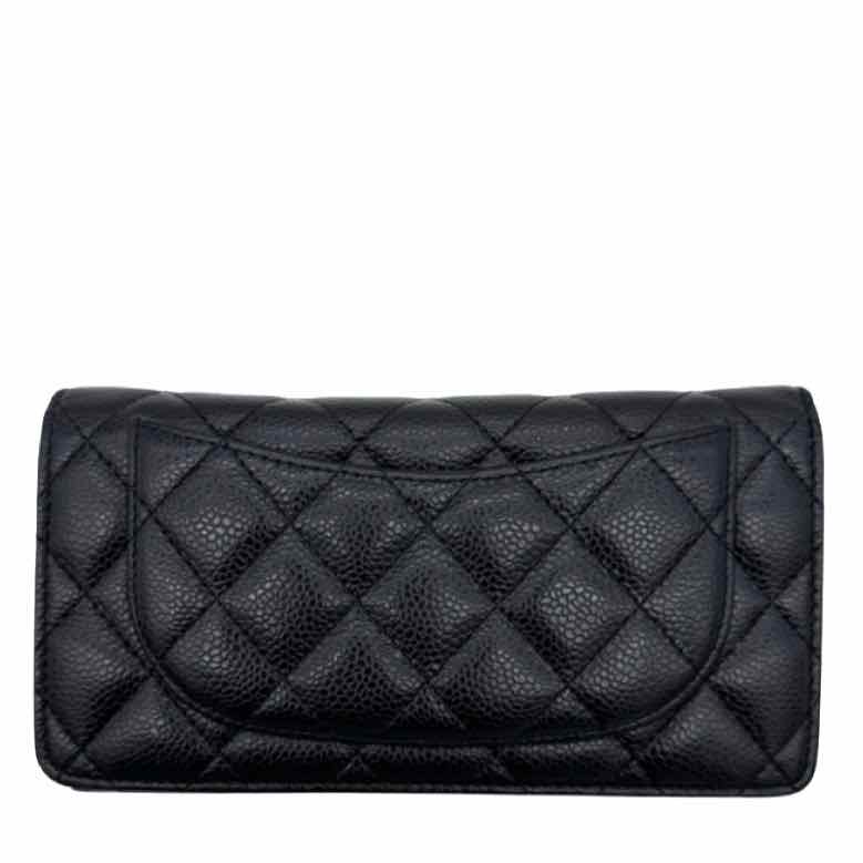 New Arrival - CHANEL Matellase Caviar Coco Mark Bi-Fold Wallet Black (Pre-Owned)