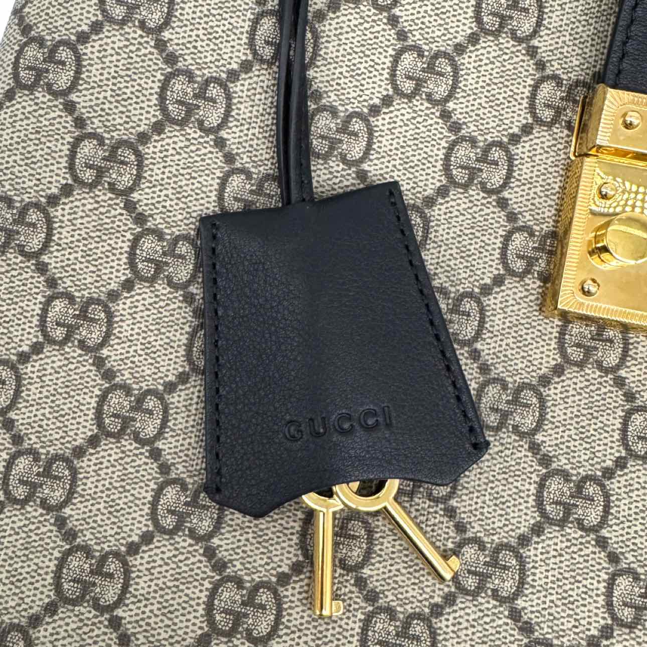 GUCCI Supreme Canvas Medium Padlock Shoulder Bag Black