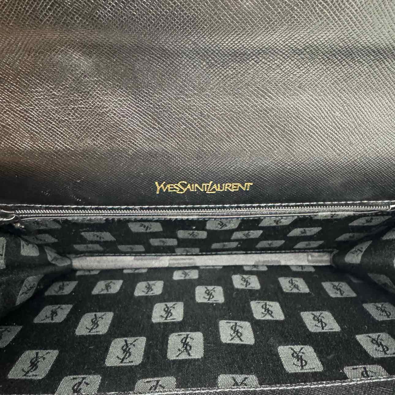 SAINT LAURENT Saffiano Leather Vintage Clutch Black