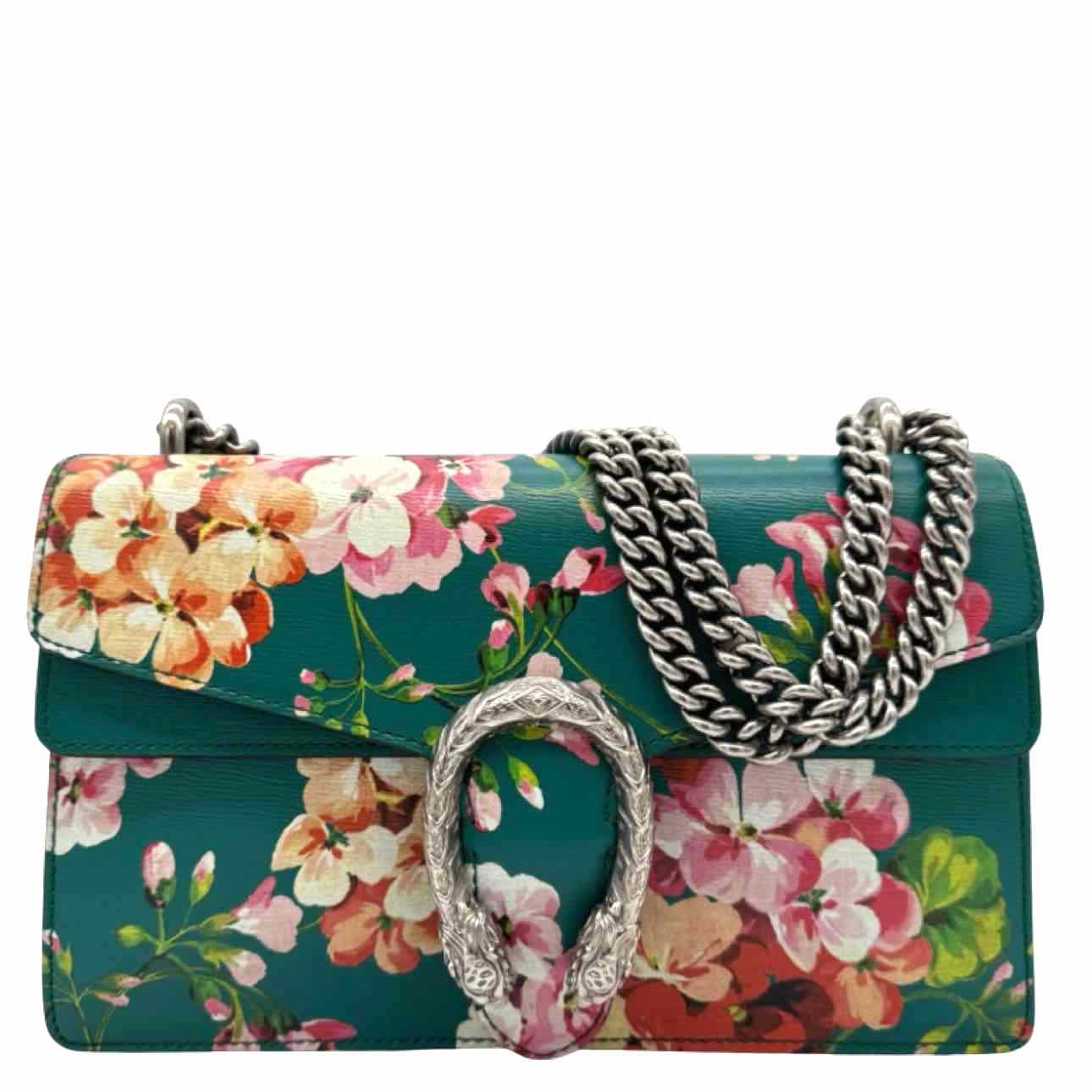 GUCCI Calfskin Leather Medium Dionysus Blooms Print Shoulder Bag