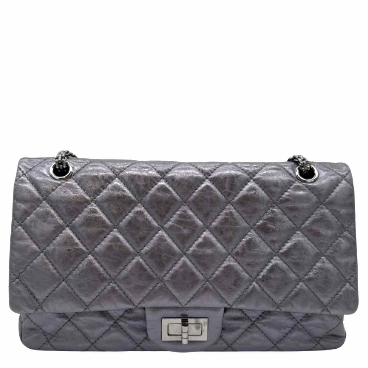 Chanel Metallic Aged Calfskin Quilted 2.55 Reissue 227 Double Flap Silver