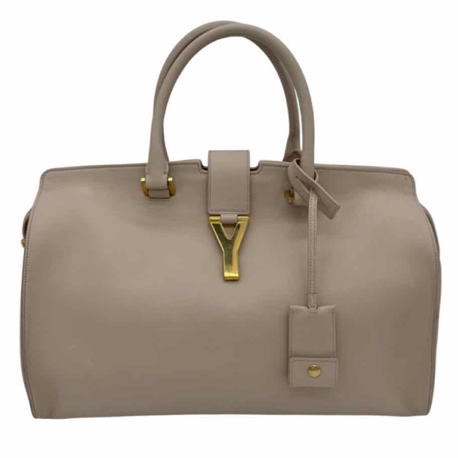 New Arrival - SAINT LAURENT Calfskin Medium Y Cabas Handbag Beige Gold HW