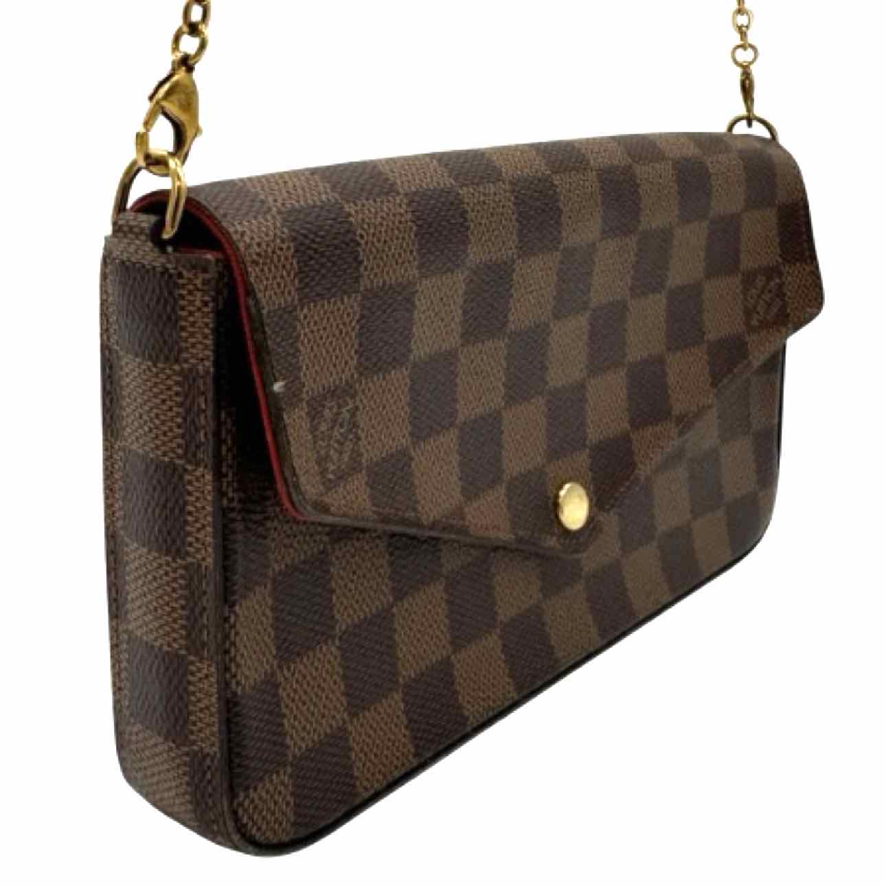 LOUIS VUITTON Damier Ebene Pochette Felicie Cerise Red