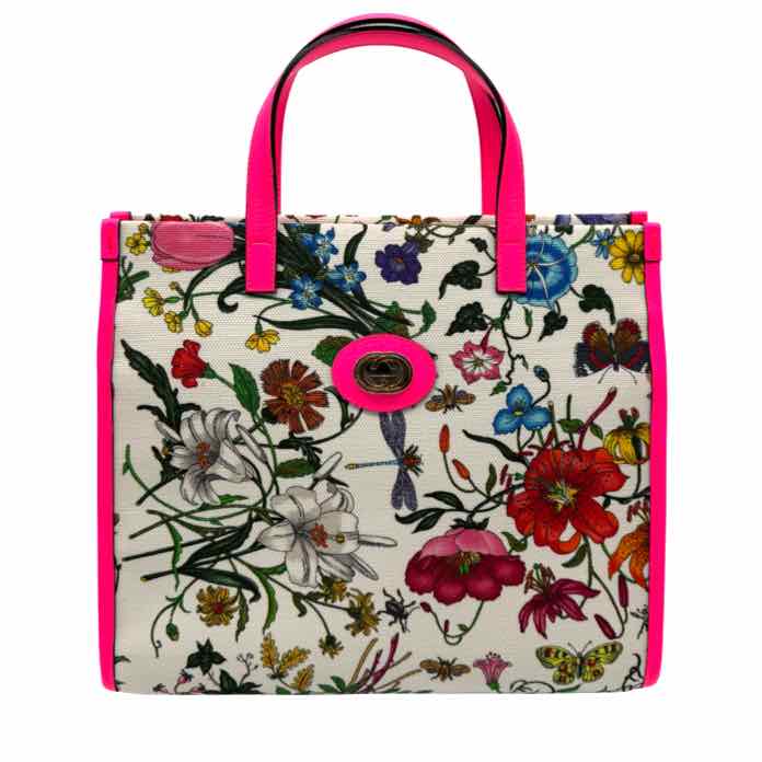 GUCCI Canvas Flora Medium Tote Ivory (Pre-Owned)
