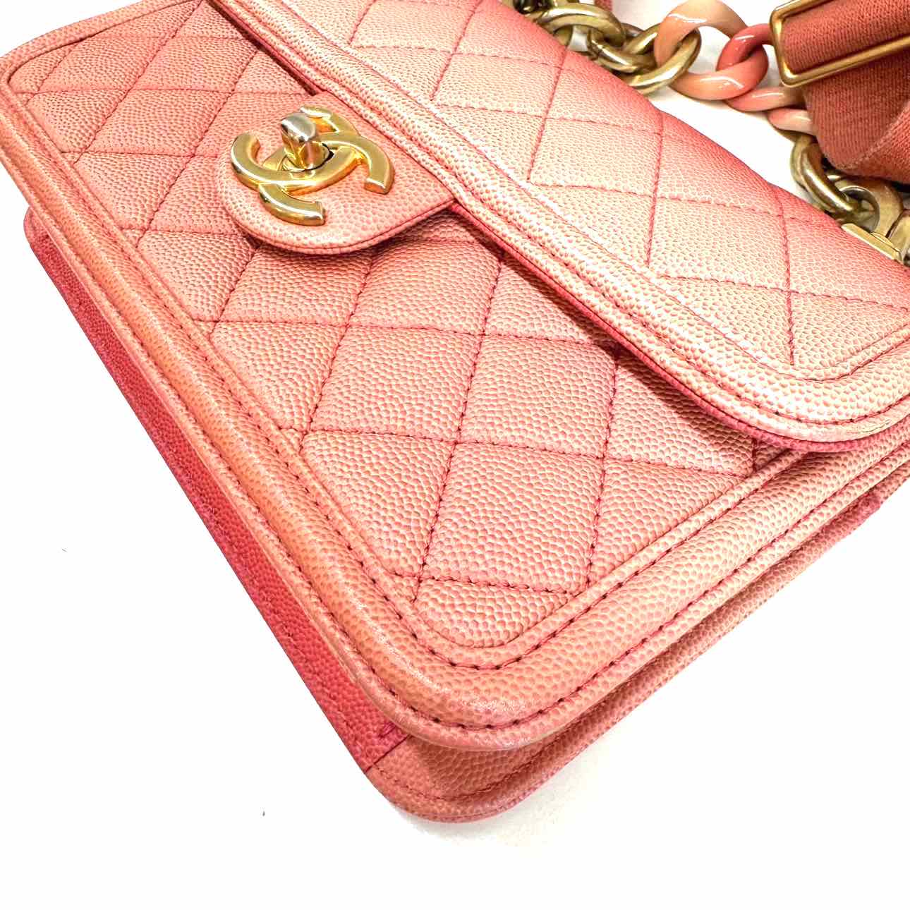 CHANEL Caviar Quilted Sunset On The Sea Medium Flap Bag Peach (Pre-Owned)