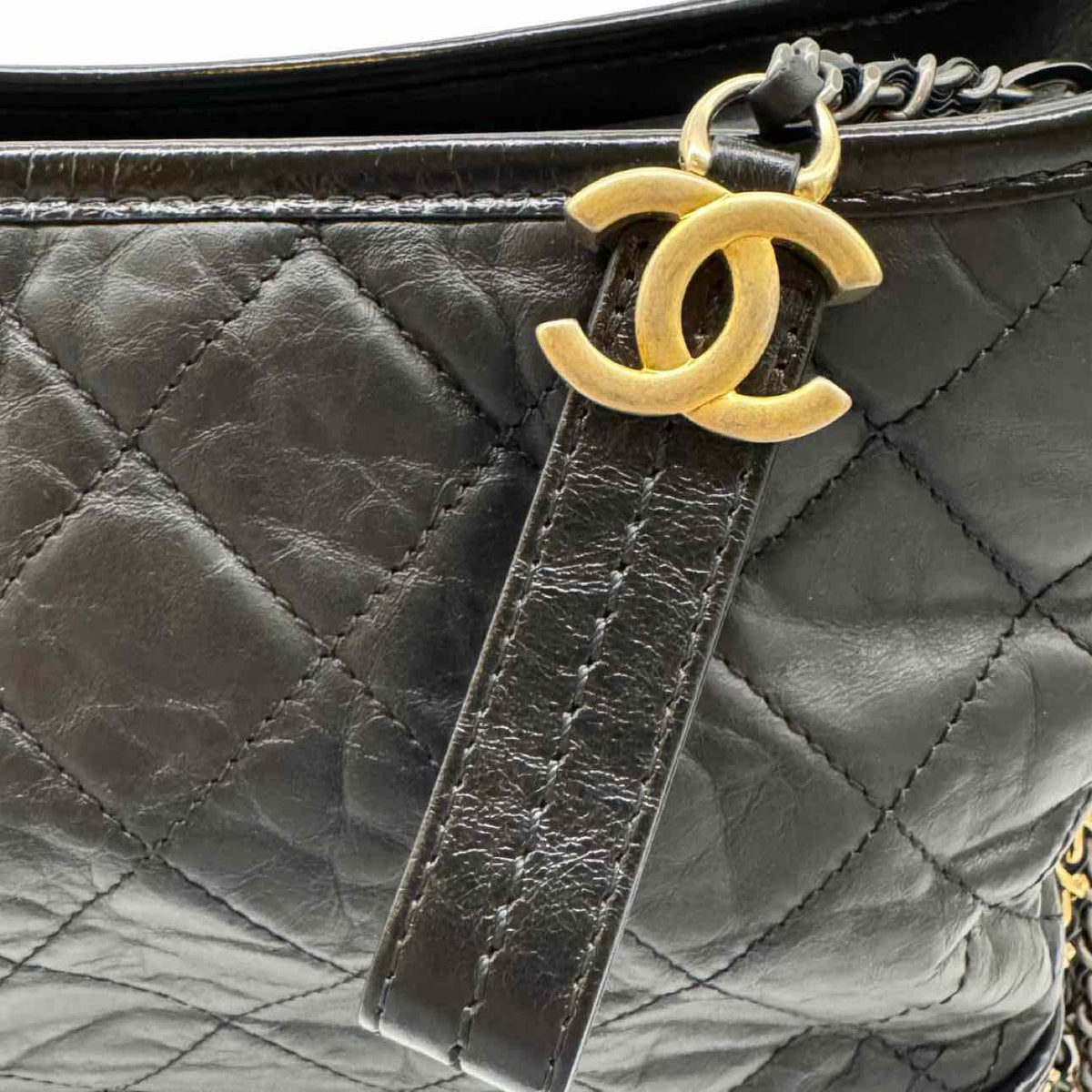 CHANEL Aged Calfskin Medium Gabrielle Hobo Bag Black