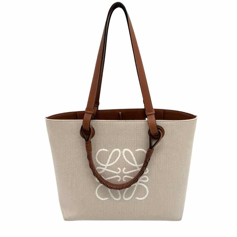 LOEWE Canvas Calfskin Medium Anagram Tote Bag (Pre-Owned)