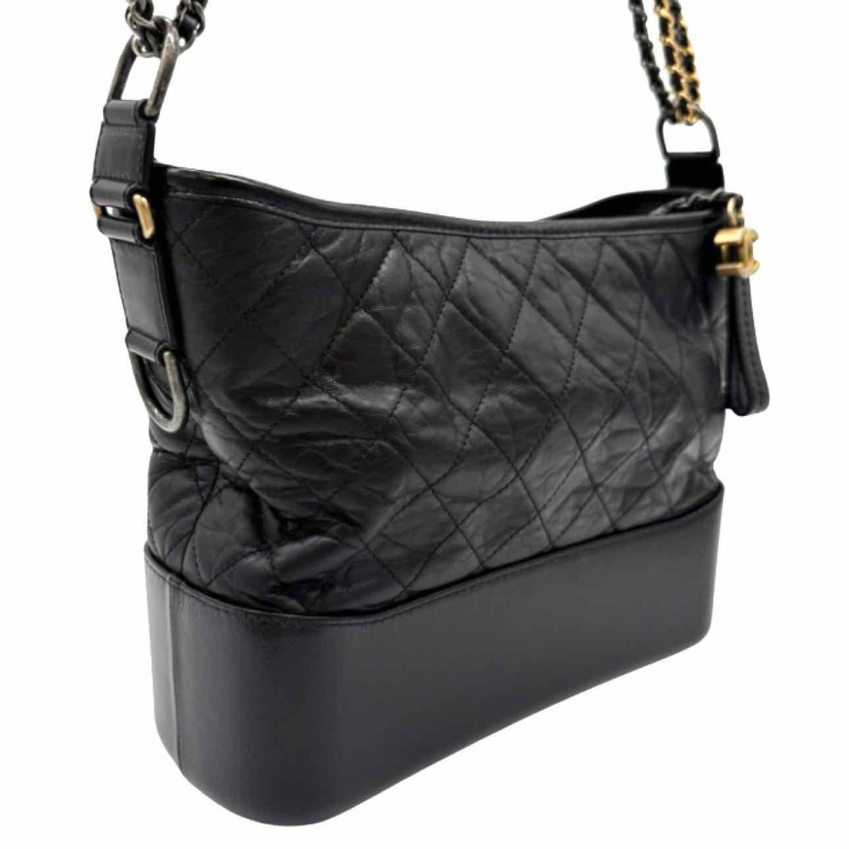 CHANEL Aged Calfskin Medium Gabrielle Hobo Bag Black