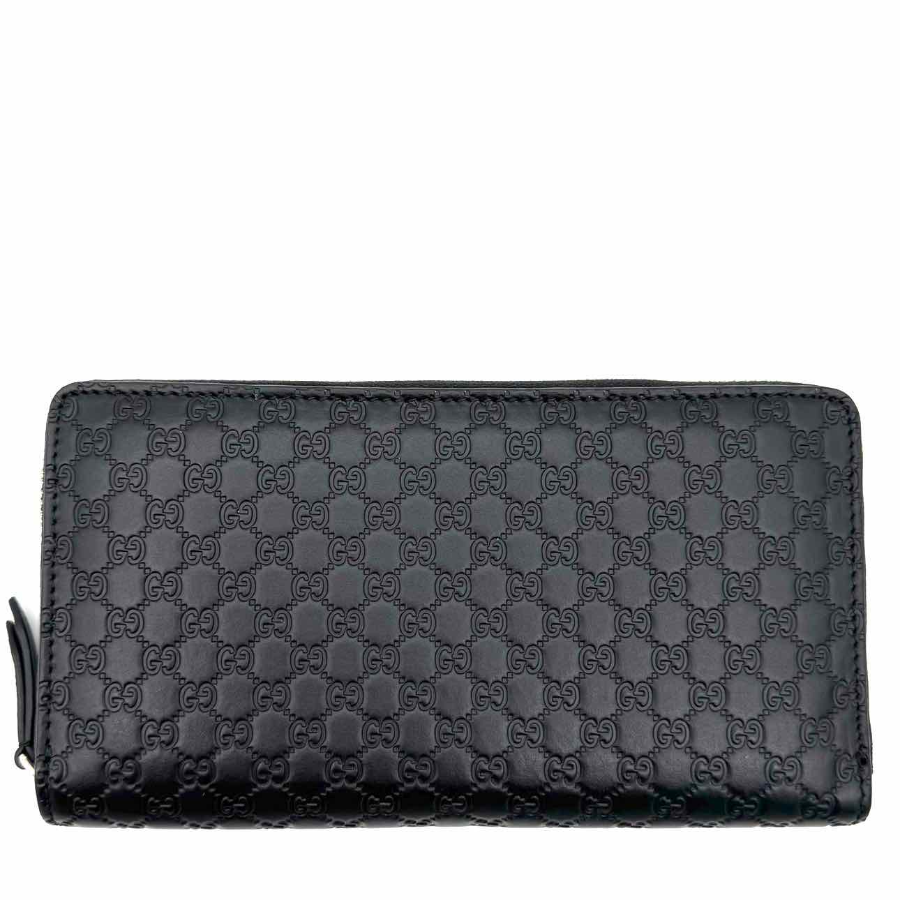 GUCCI Calfskin Guccissma Zip Around Wallet Black (Pre-Owned)