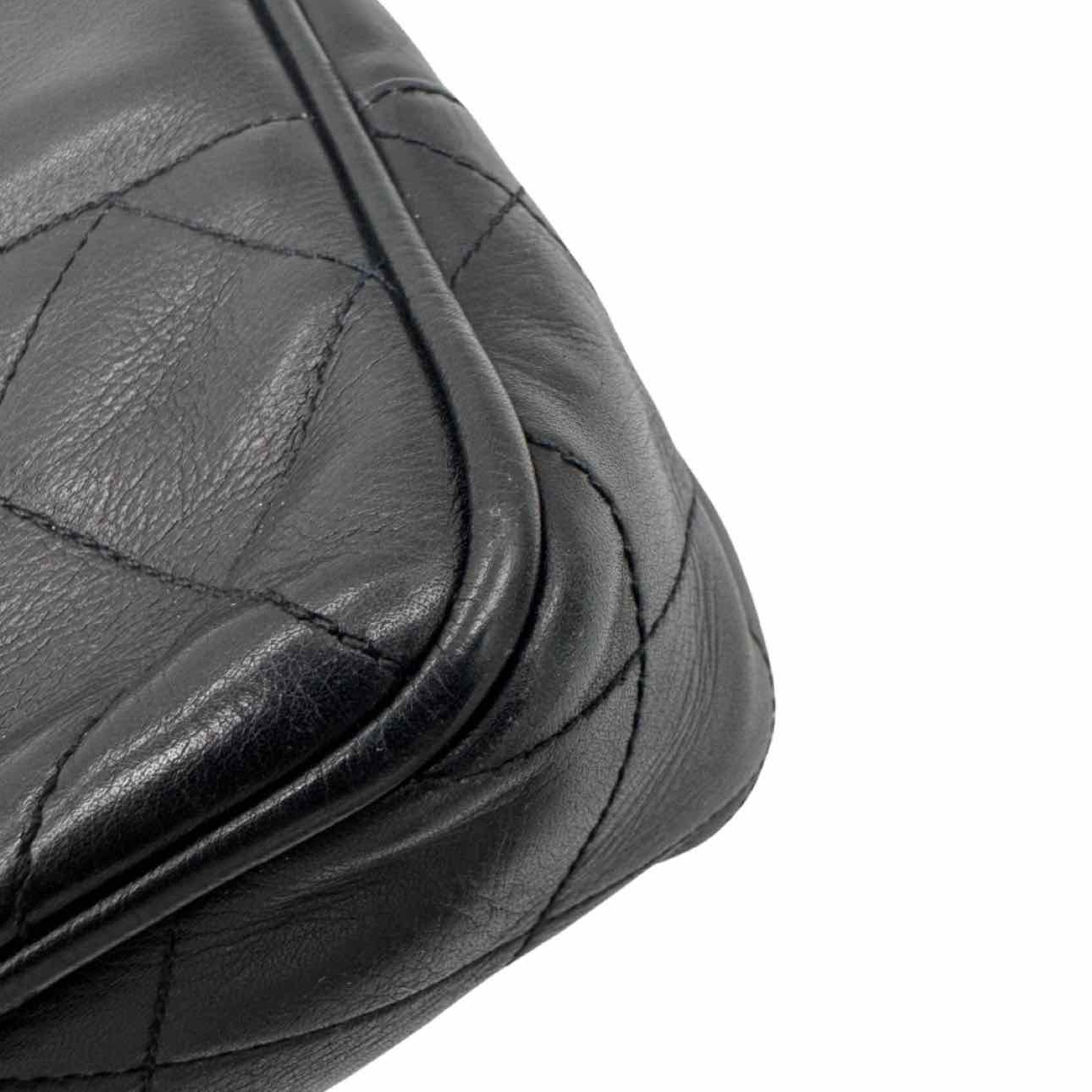 CHANEL Lambskin Matelasse Shoulder Bag Black