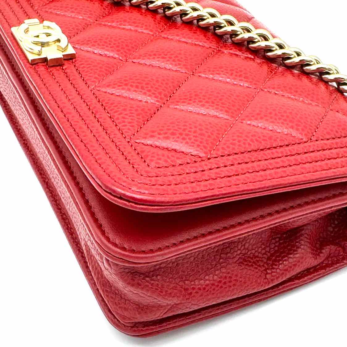 Chanel Caviar Boy Wallet on Chain Red