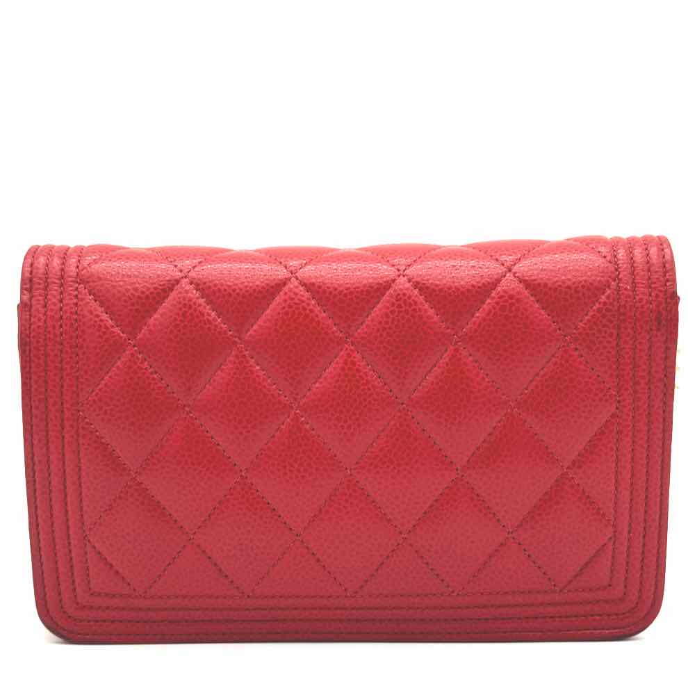 Chanel Caviar Boy Wallet on Chain Red