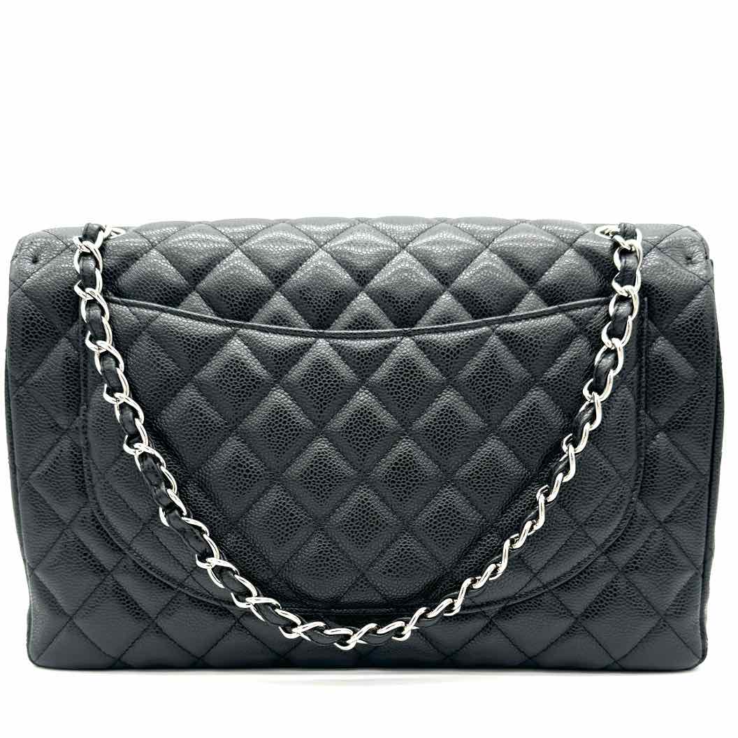 Chanel Quilted Caviar Jumbo Single Flap Black (Pre-Owned)