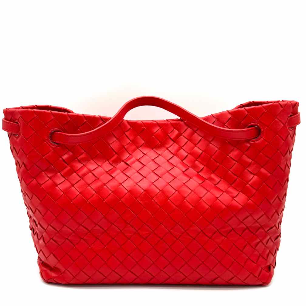 BOTTEGA VENETA Intrecciato Leather Gulder Tote Bag Red (Pre-Owned)