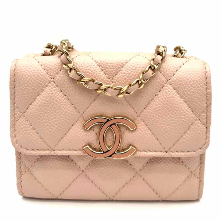 Chanel Small Quilted Clutch with Chain Pink Caviar (Pre-Owned)